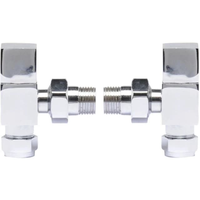 HUDSON REED Hudson Reed - Pure Square Angled Radiator Valves Pair - Chrome ht324