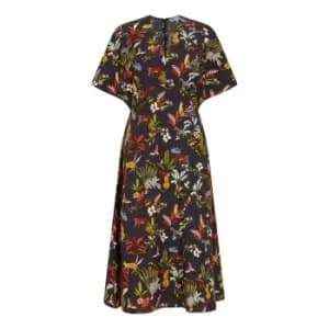 Yumi Navy Animal Kingdom Print Midi Dress - Blue