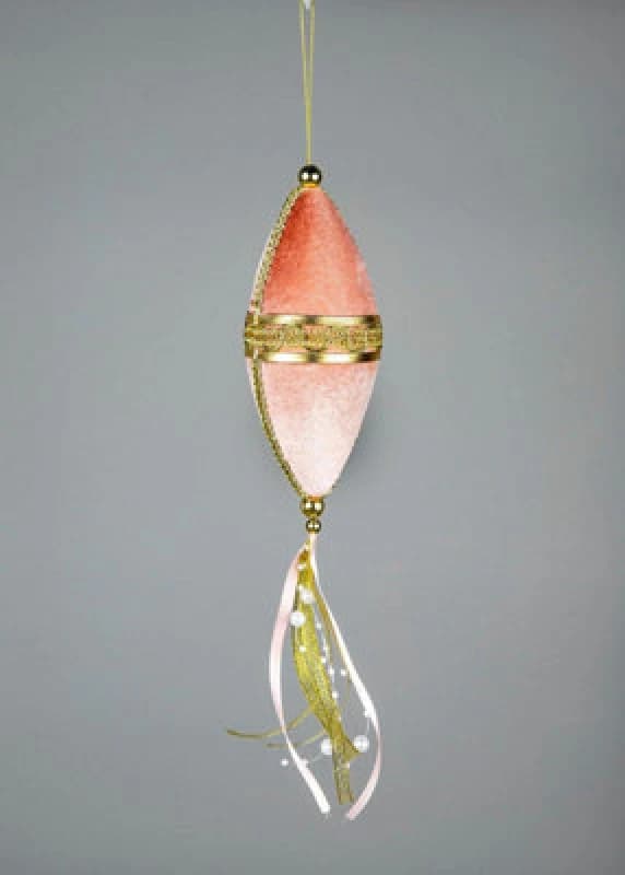 Shatchi Pink Oval Drop Decoration 7x30cm - Christmas Hanging Decoration Pink