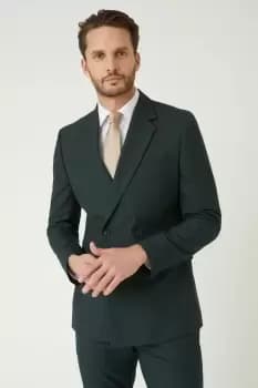 Mens Double Breasted Slim Fit Green Suit Jacket