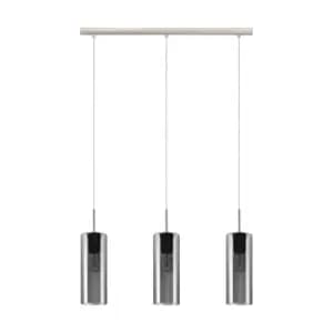 Pendant Light Satin Nickel Shade Black Transparent Glass Vaporized E27 3x15W