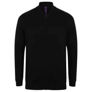 Henbury Unisex Knitted Bomber Jacket (L) (Black)