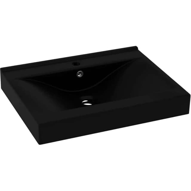 vidaXL Luxury Basin with Faucet Hole Matt Black 60x46cm Ceramic, Black 147030