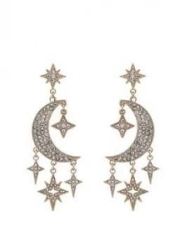 Mood Gold Plated Crystal Celestial Drop Earrings