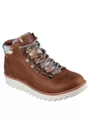 Skechers Mountain Kiss Padded Collar Lace Up Hiker Boots, Brown, Size 4, Women
