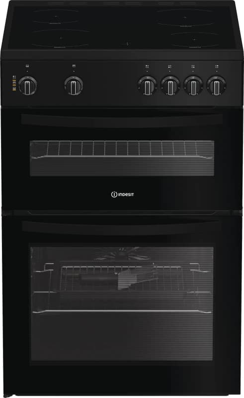 Indesit IDE6VMB 60cm Wide Single Oven Electric Cooker with Ceramic Hob - Black - A Rated