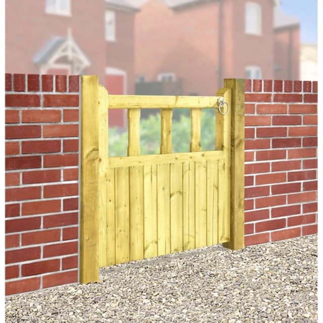 Burbage Iron Craft Quorn Single Garden Gate - Pressure Treated Redwood - W1050 x H900 mm in Brown Brown Unisex