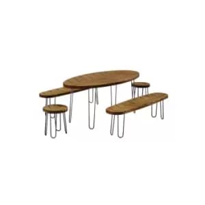 Ivyline Borough Acacia Wood 5 Piece Furniture Set - Brown