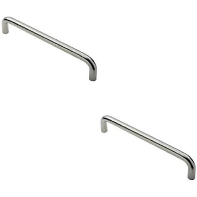 Loops 2x Round D Bar Pull Handle 319 x 19mm 300mm Fixing Centres Satin Steel Metallics unisex