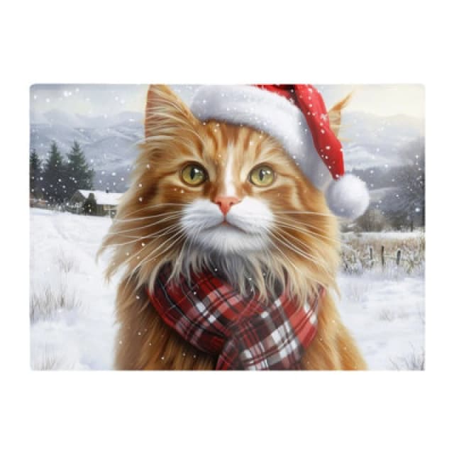 Warren Reed Designer Christmas Ginger Cat Glass Chopping Board