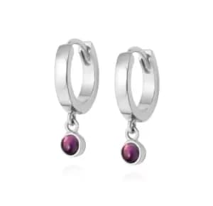 Daisy London 925 Sterling Silver Amethyst Healing Huggie Hoops Sterling Silver