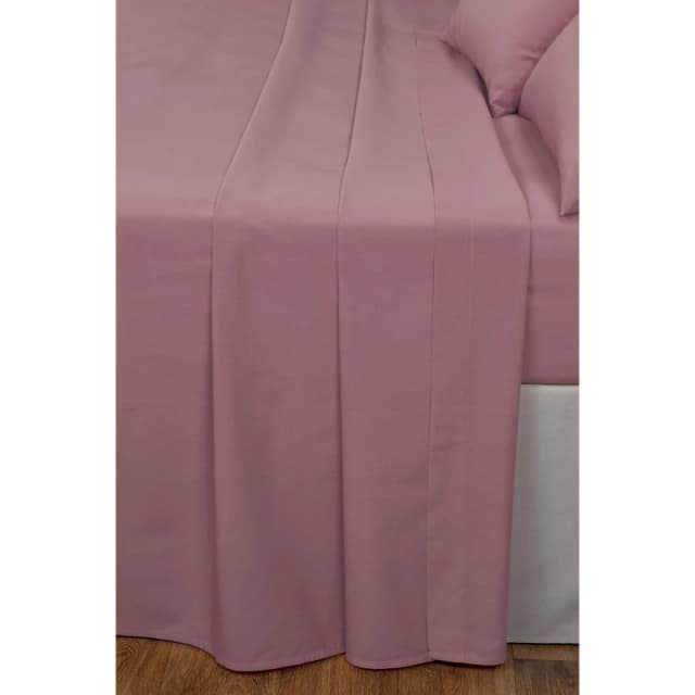 Homelife Non Iron Plain Dyed Flat Sheet - Pink Pink Single
