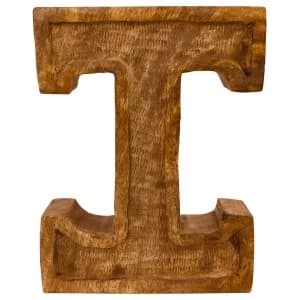 Letter I Hand Carved Wooden Embossed