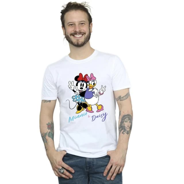 Disney Men Minnie Mouse And Daisy T-Shirt in White Size: Small White S Male 5063153625556