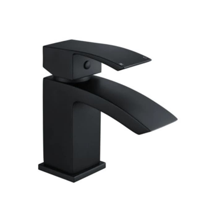 Balterley Mono Basin Bathroom Mixer Tap with Push Button Waste - Matt Black Black