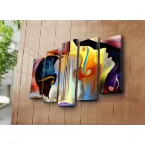 5PATK-232 Multicolor Decorative Canvas Painting (5 Pieces)