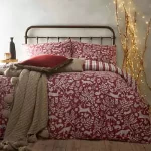Furn. Skandi Woodland Double Duvet Cover Set Cotton Wildberry
