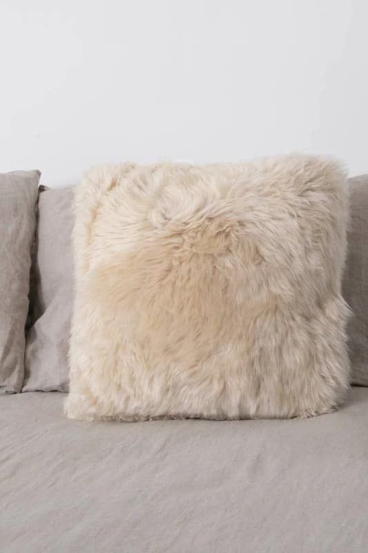 Native Natural Double Sided Beige Sheepskin Cushion 45x45cm Size: 45cm x 45cm Beige Unisex 45cm x 45 cm