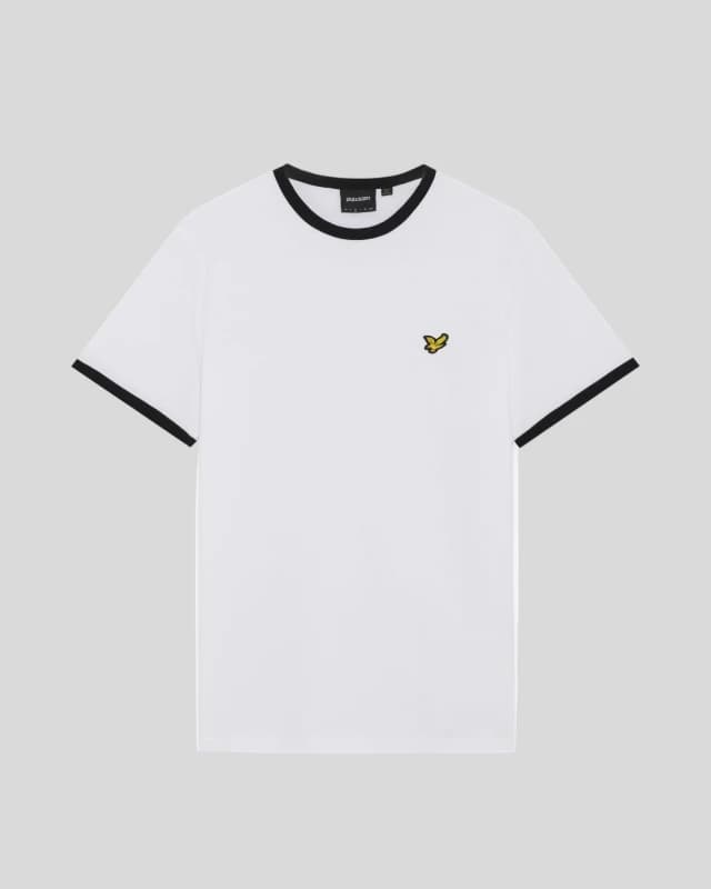 Lyle & Scott Mens Ringer Cotton Crew Neck T-Shirt in White