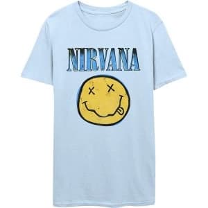 Nirvana - Xerox Smiley Blue Unisex Large T-Shirt - Blue
