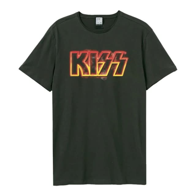 Amplified Amplified Men Neon Sign Kiss T-Shirt in Charcoal Size: Small Charcoal S Male 5063470090167