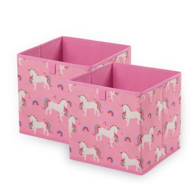 OHS OHS Storage Cube Boxes Unicorn 2 Pack Folding Space Saving Shoe Toy Set in Pink Pink One Size Unisex 5027434215539