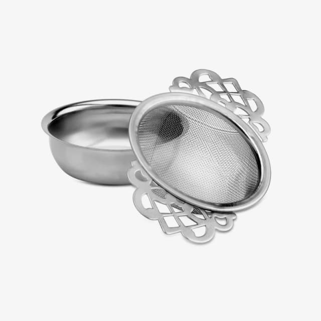 Kilo Tea Strainer Fancy Handles Stainless Steel Metallic Silver