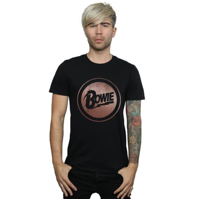 David Bowie David Bowie Men Rose Gold Circle T-Shirt in Black Size: Small Black S Male 5057972003787