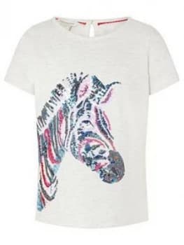 Monsoon Girls Zeena Zebra Top - Ivory
