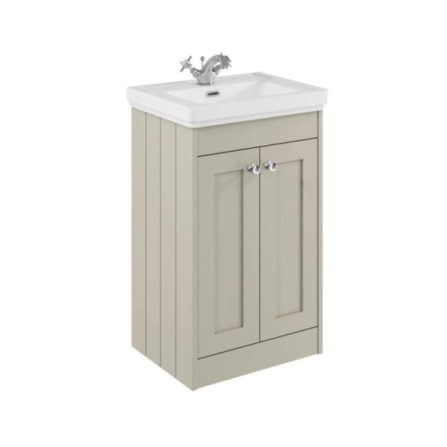 Balterley 500mm Floor Standing 2 Door Unit with Basin 1 Tap Hole - Pebble Grey Grey Unisex