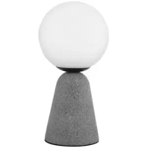 Netlighting Merano Iqaluit Globe Table Lamp Grey Concrete, Opal Glass LED G9