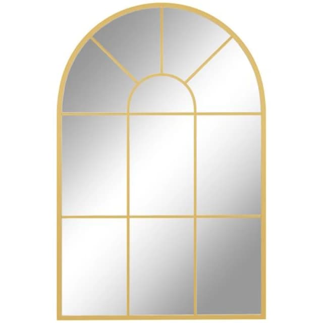 HOMCOM Modern Arched Window Wall Mirror for Bedroom, 91x60cm, Gold Tone, Gold 830-631V01GD