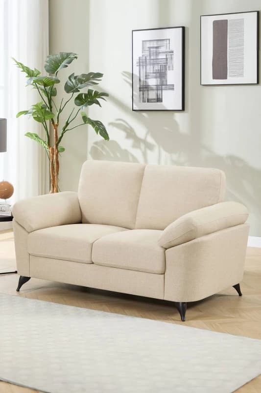 More4Homes Malmo 2 Seater Sofa Modern Scandi Style Fabric Living Room Sofa (Beige)