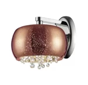 Luna 1 Light Wall Lamp Copper Crystal