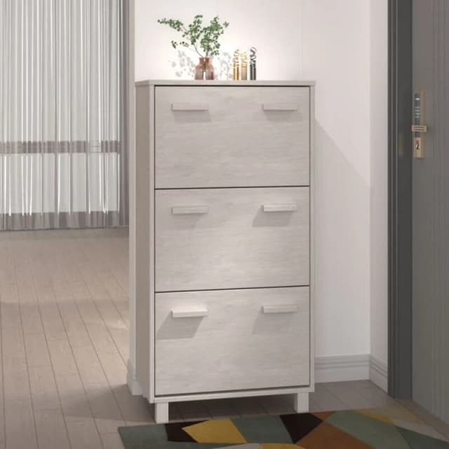 VIDAXL Vidaxl - Shoe Cabinet hamar White 59.5x35x117cm Solid Wood Pine 8720286818596