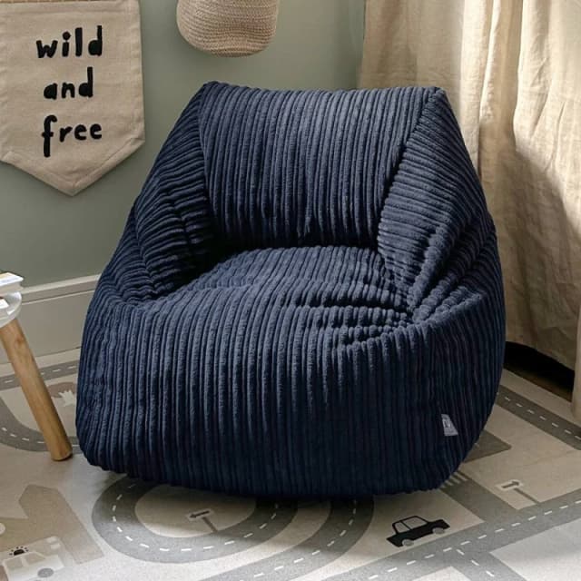 rucomfy Beanbags rucomfy Indoor Jumbo Cord Snuggle Bean Bag Chair for Kids in Navy Navy Unisex