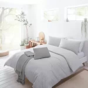 Drift Home Ellis Stripe Sustainable Eco-Friendly Reversible Duvet Cover Set, Silver, Double