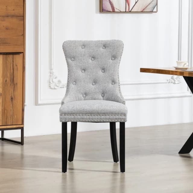 Artemis Home Rivara Fabric Dining Chairs - Set of 2 in Light Grey Size: 2 Pack Light Grey Unisex 2 Pack