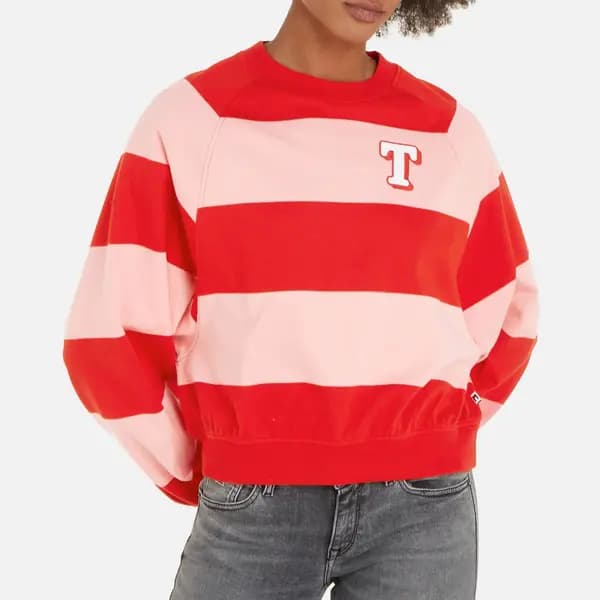 Tommy Jeans Striped Two-Tone Cotton Sweatshirt - L