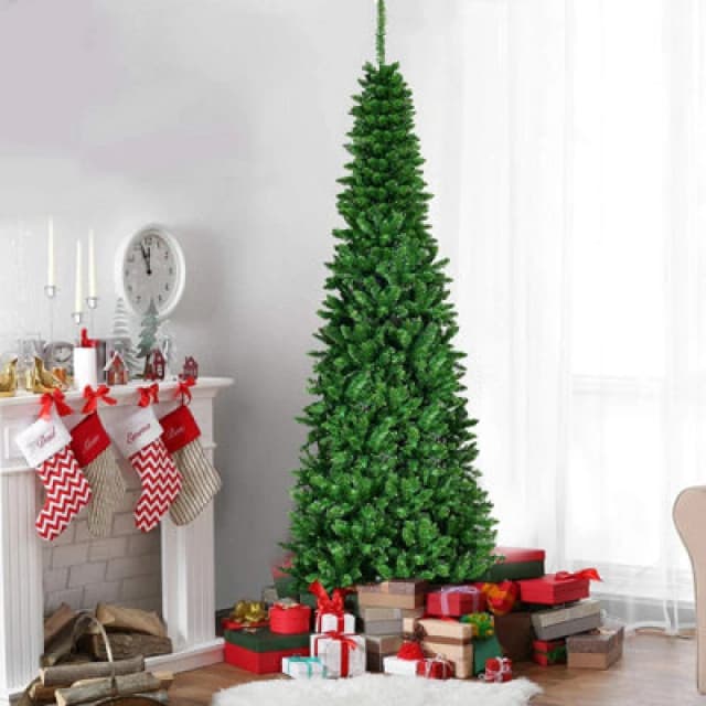 Shatchi 6ft Prelit Green Pencil Christmas Tree Multicolour Leds
