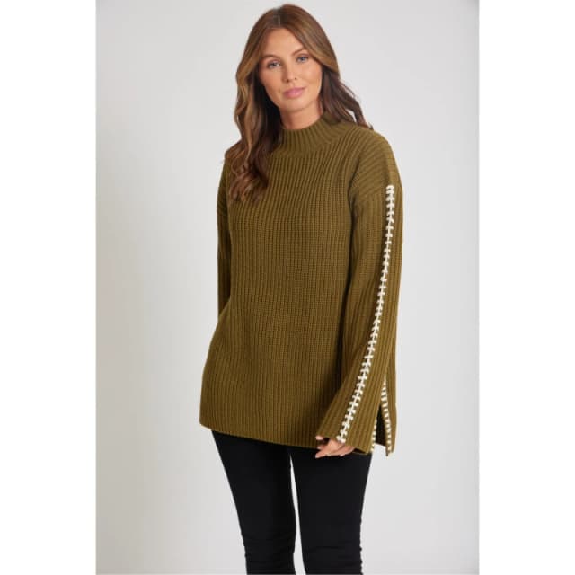 Be You Contrast Stitch Jumper Womens - Green Green 8 - 10