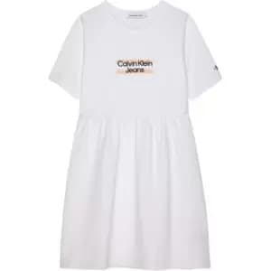 Calvin Klein Jeans Hero Logo Ss T-Shirt Dress - White