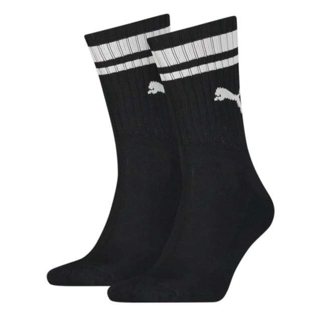 Puma Crew Heritage Stripe 2p Unisex Sock Adults Black/White unisex 6-8