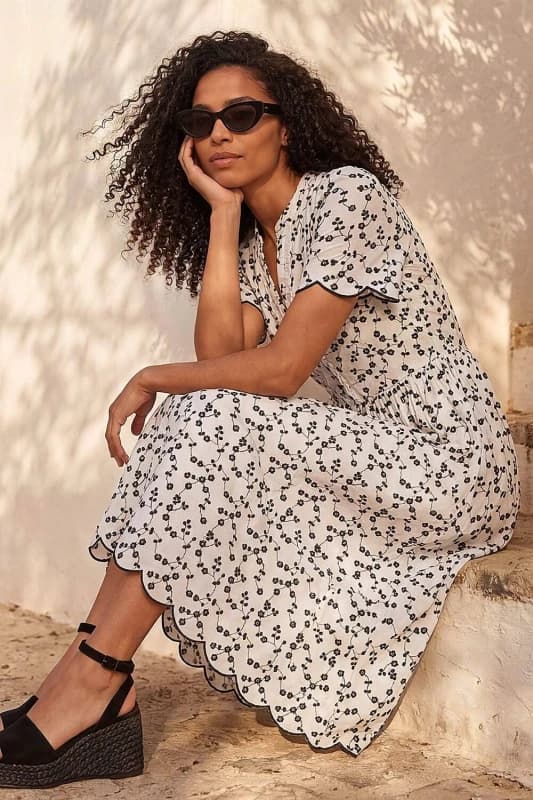 Roman Womens Floral Embroidered Button Midi Dress in White Size: 20 White Female 20