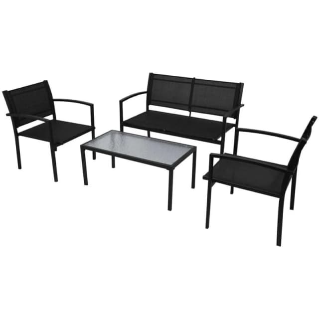 VIDAXL 4 Piece Garden Lounge Set Textilene Black Vidaxl 42162