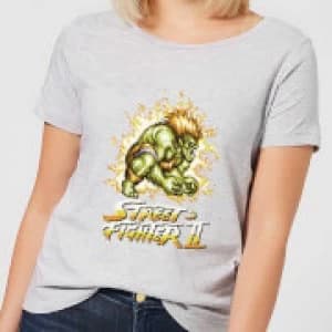 Street Fighter Blanka 16-bit Womens T-Shirt - Grey - 3XL