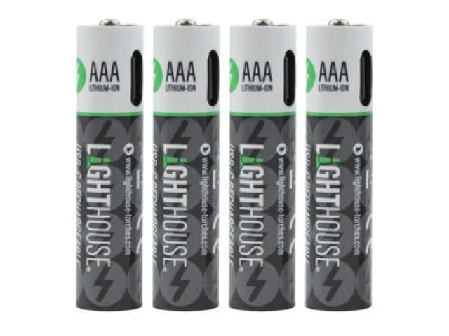 Lighthouse USB-C Rechargeable Li-ion AAA Battery Pack of 4 BATUSBAAA