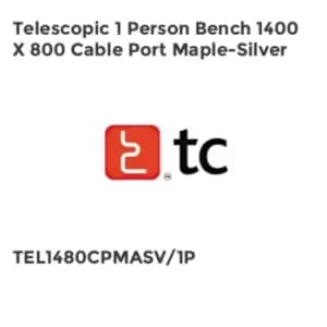 TC Group Telescopic 1 Person Bench 1400 x 800 Cable Port Maple-Silver