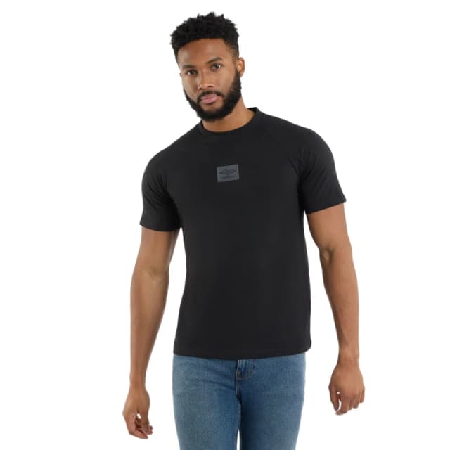 Umbro Umbro Men Layered Box Logo T-Shirt in Black Size: Small Black S Male 5063470856558