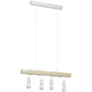 Eglo Townshend 4 Lamp Straight Bar Pendant Ceiling Light White
